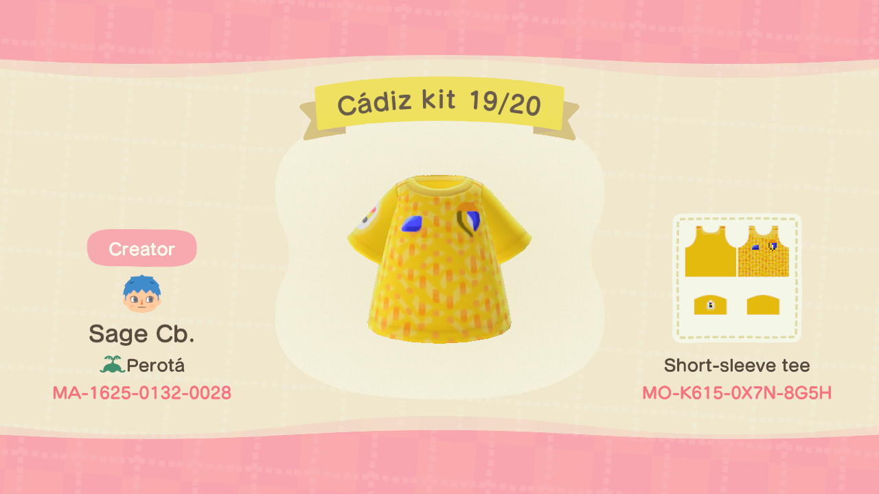 Animal Crossing Design Code: MO-K615-0X7N-8G5H CÃ¡diz kit 19/20