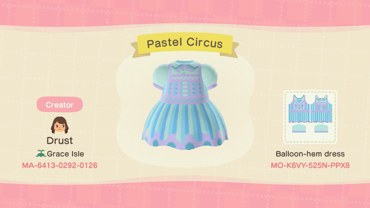 Animal Crossing Design Code: MO-K6VY-525N-PPX8 Pastel Circus
