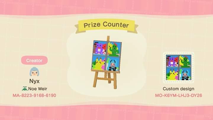 Animal Crossing Design Code: MO-K6YM-LHJ3-DY26 Prize Counter