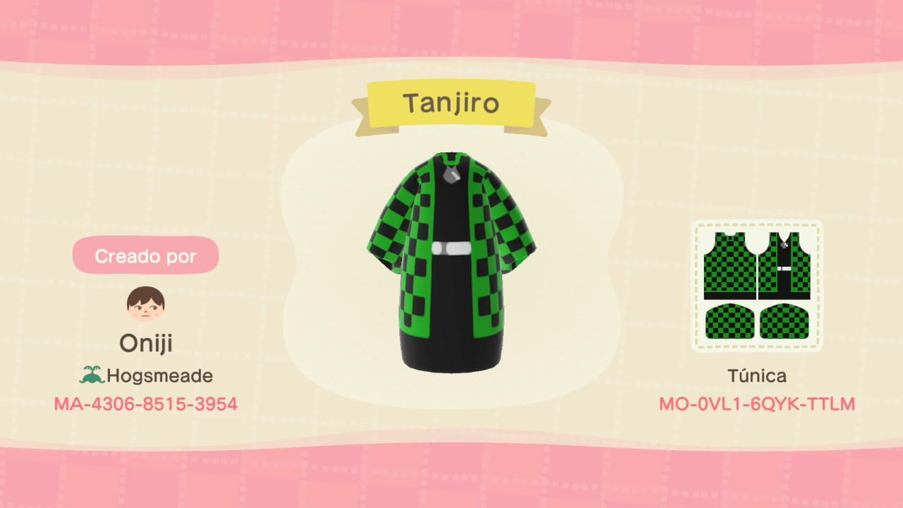 Animal Crossing Design Code: MO-K7FY-XL8H-3Y03 Tanjiro