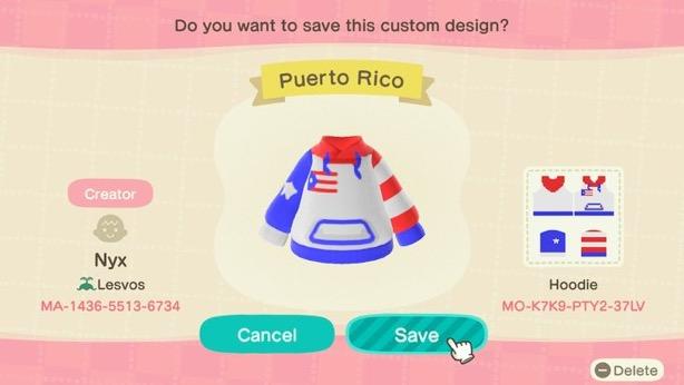 Animal Crossing Design Code: MO-K7K9-PTY2-37LV Puerto Rico