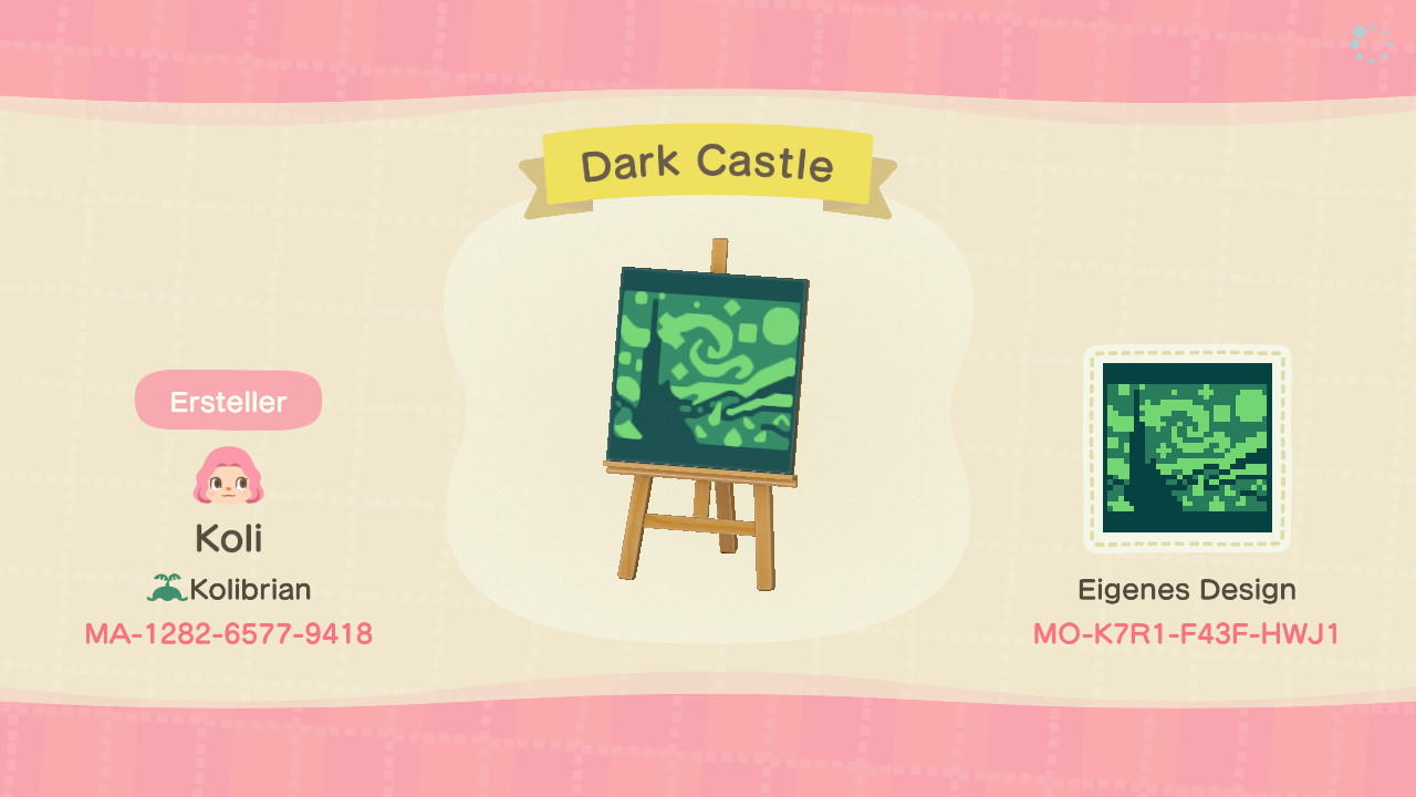Animal Crossing Design Code: MO-K7R1-F43F-HWJ1 DARK Castle