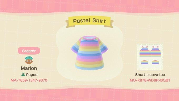 Animal Crossing Design Code: MO-K878-WD8R-BQBT Rainbow Pastel Shirt