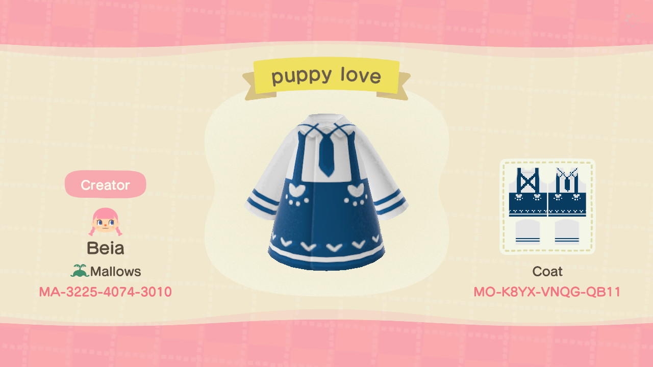 Animal Crossing Design Code: MO-K8YX-VNQG-QB11 Puppy Love