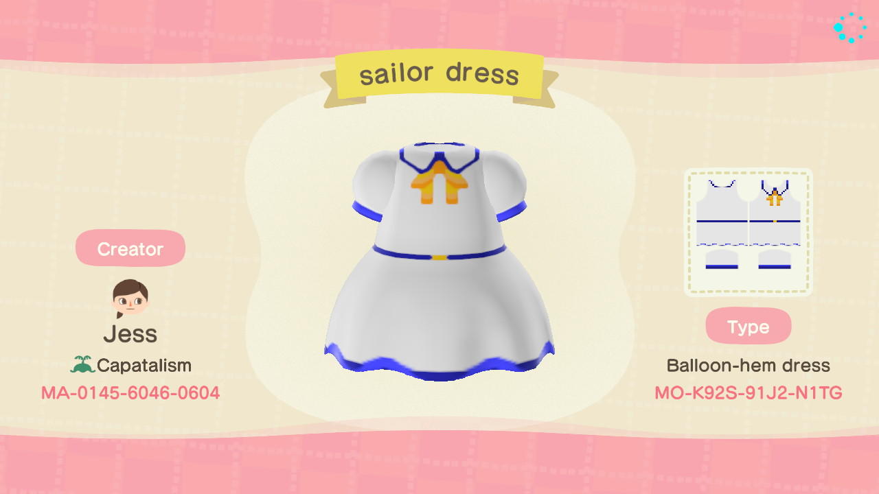 Animal Crossing Design Code: MO-K92S-91J2-N1TG sailor dress