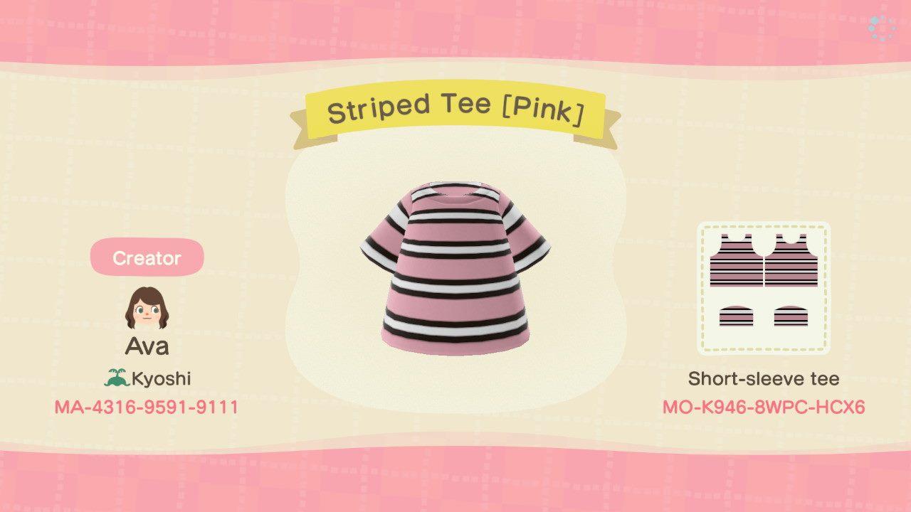 Animal Crossing Design Code: MO-K946-8WPC-HCX6 Striped Tee [Pink]