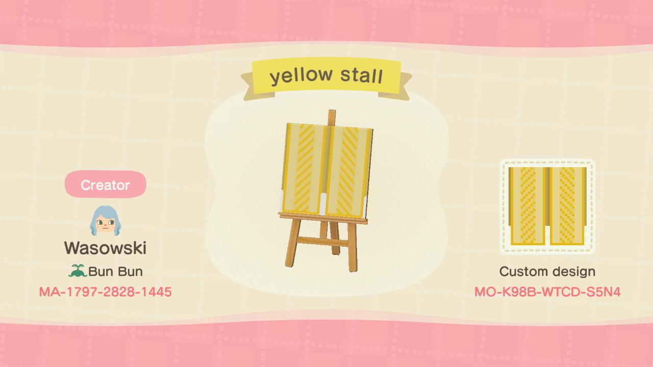 Animal Crossing Design Code: MO-K98B-WTCD-S5N4 Yellow stall