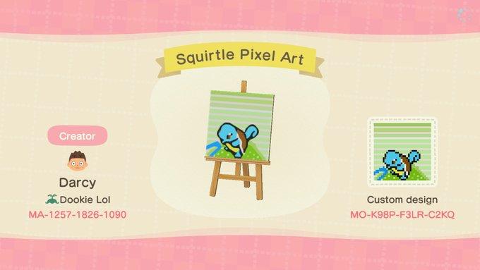 Animal Crossing Design Code: MO-K98P-F3LR-C2KQ Squirtle Pixel Art