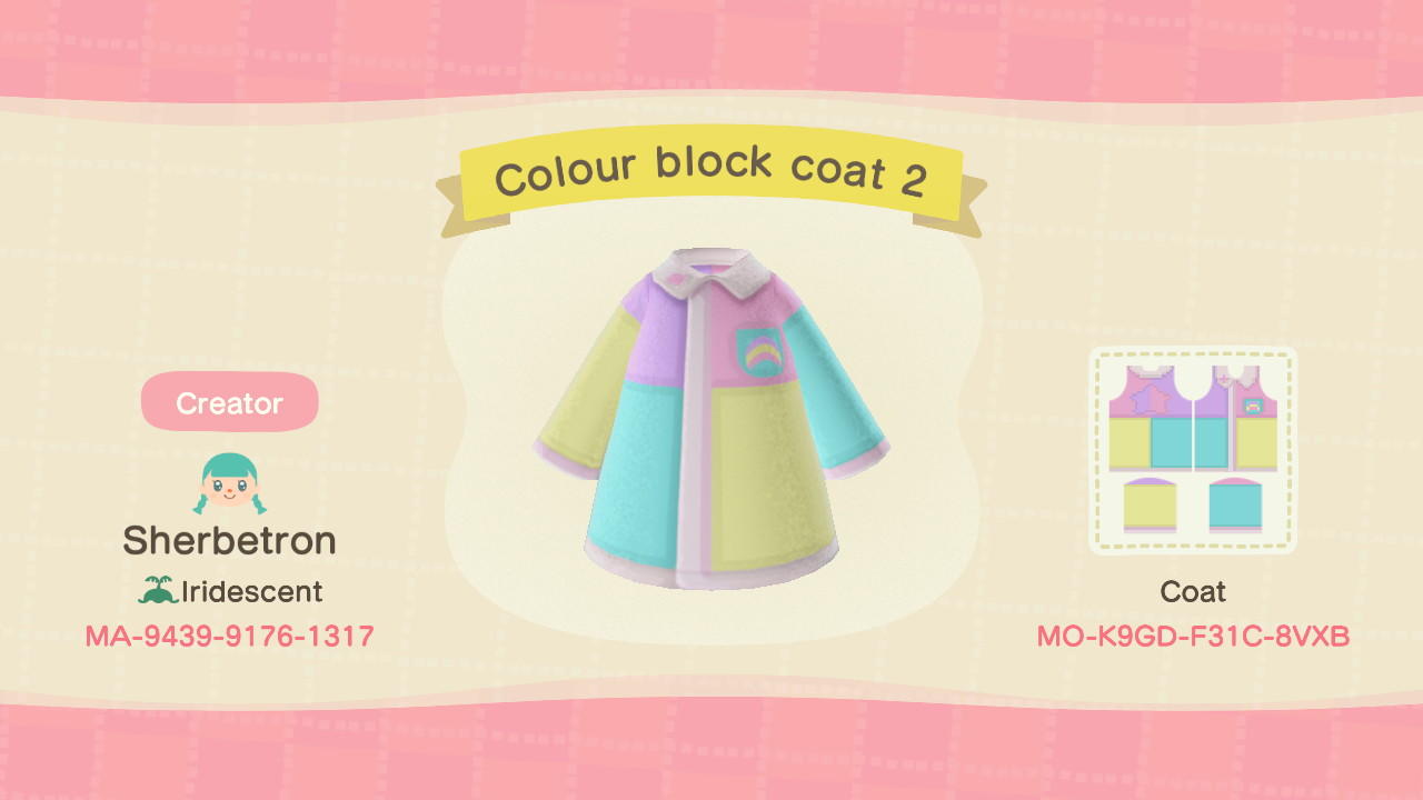 Animal Crossing Design Code: MO-K9GD-F31C-8VXB Pastel Colour Block