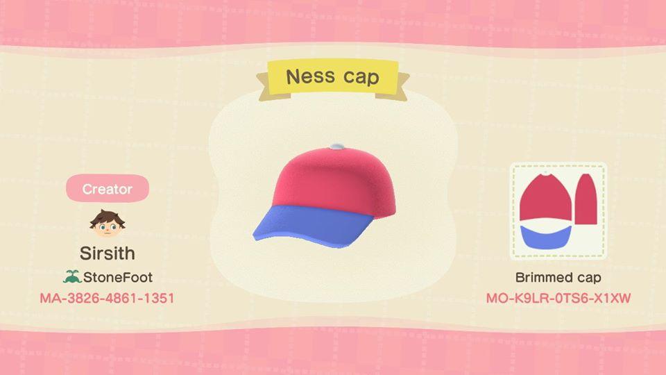 Animal Crossing Design Code: MO-K9LR-0TS6-X1XW Ness cap