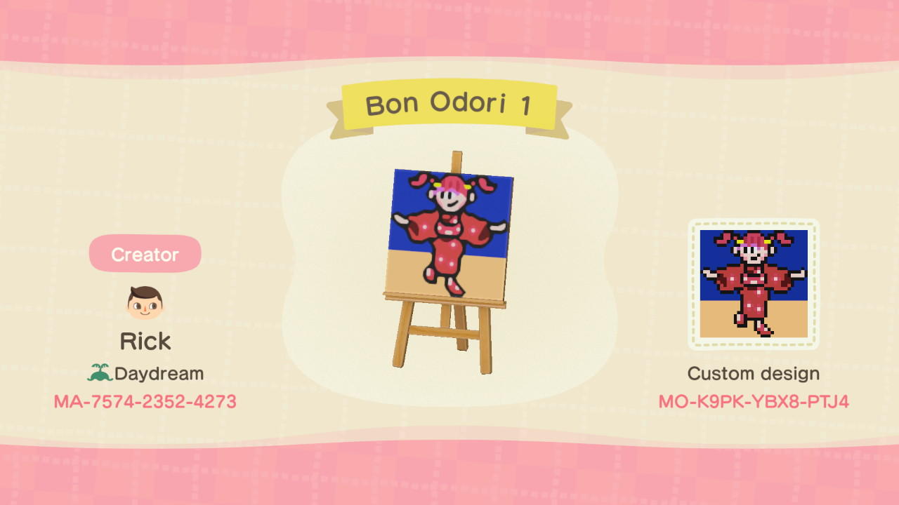 Animal Crossing Design Code: MO-K9PK-YBX8-PTJ4 Bon Odori 1