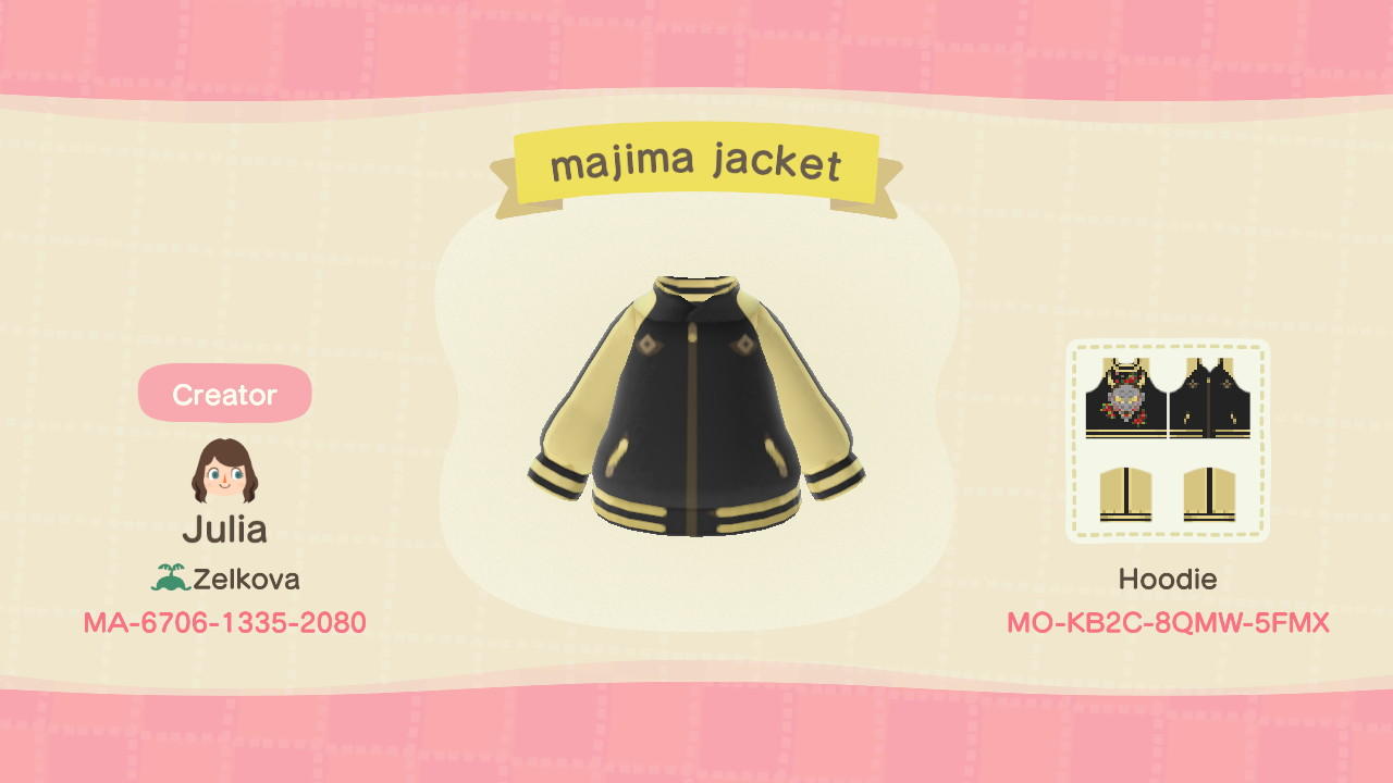 Animal Crossing Design Code: MO-KB2C-8QMW-5FMX majima jacket