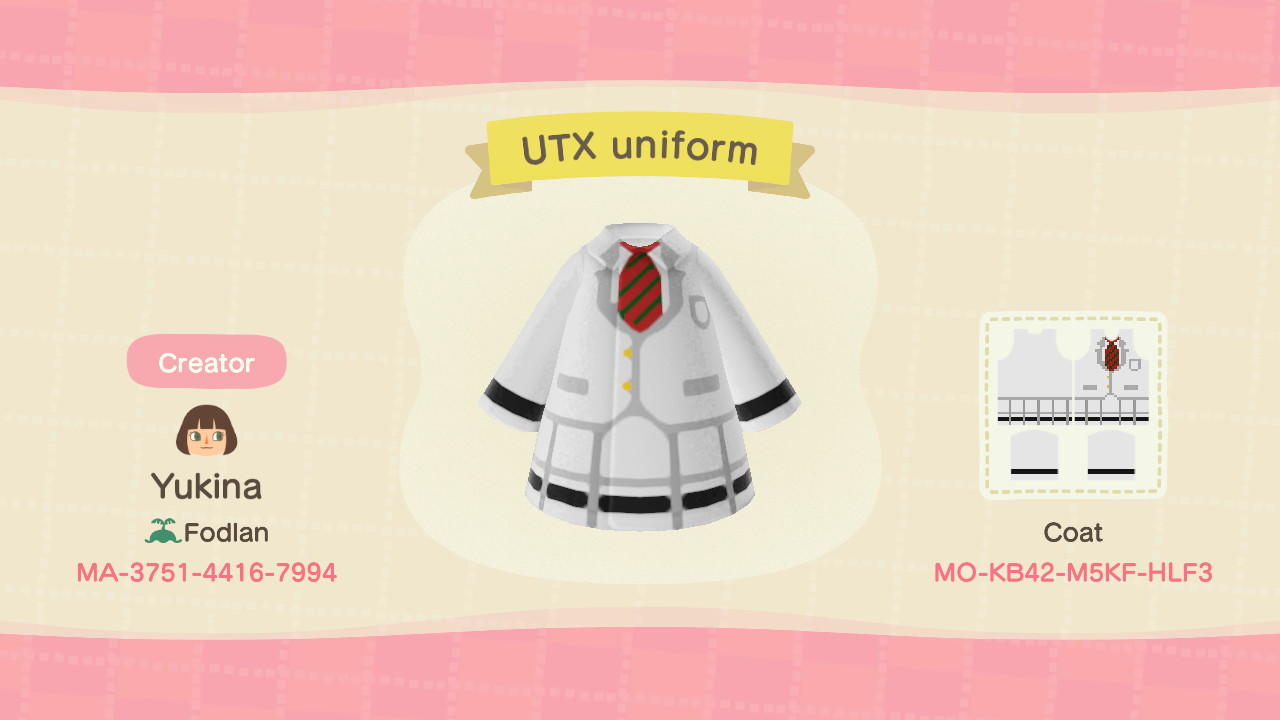 Animal Crossing Design Code: MO-KB42-M5KF-HLF3 UTX uniform