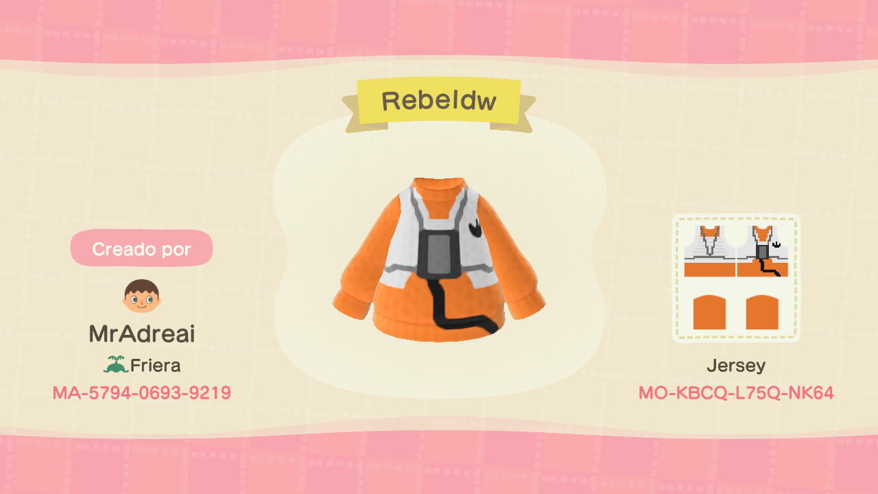 Animal Crossing Design Code: MO-KBCQ-L75Q-NK64 Rebel suit