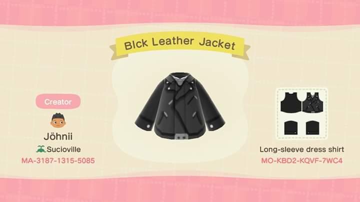 Animal Crossing Design Code: MO-KBD2-KQVF-7WC4 Greaser Jacket
