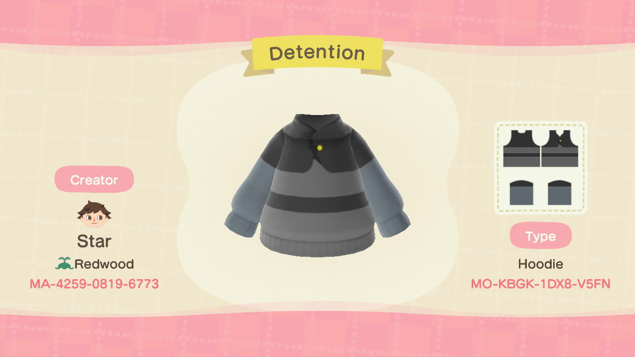 Animal Crossing Design Code: MO-KBGK-1DX8-V5FN Detention