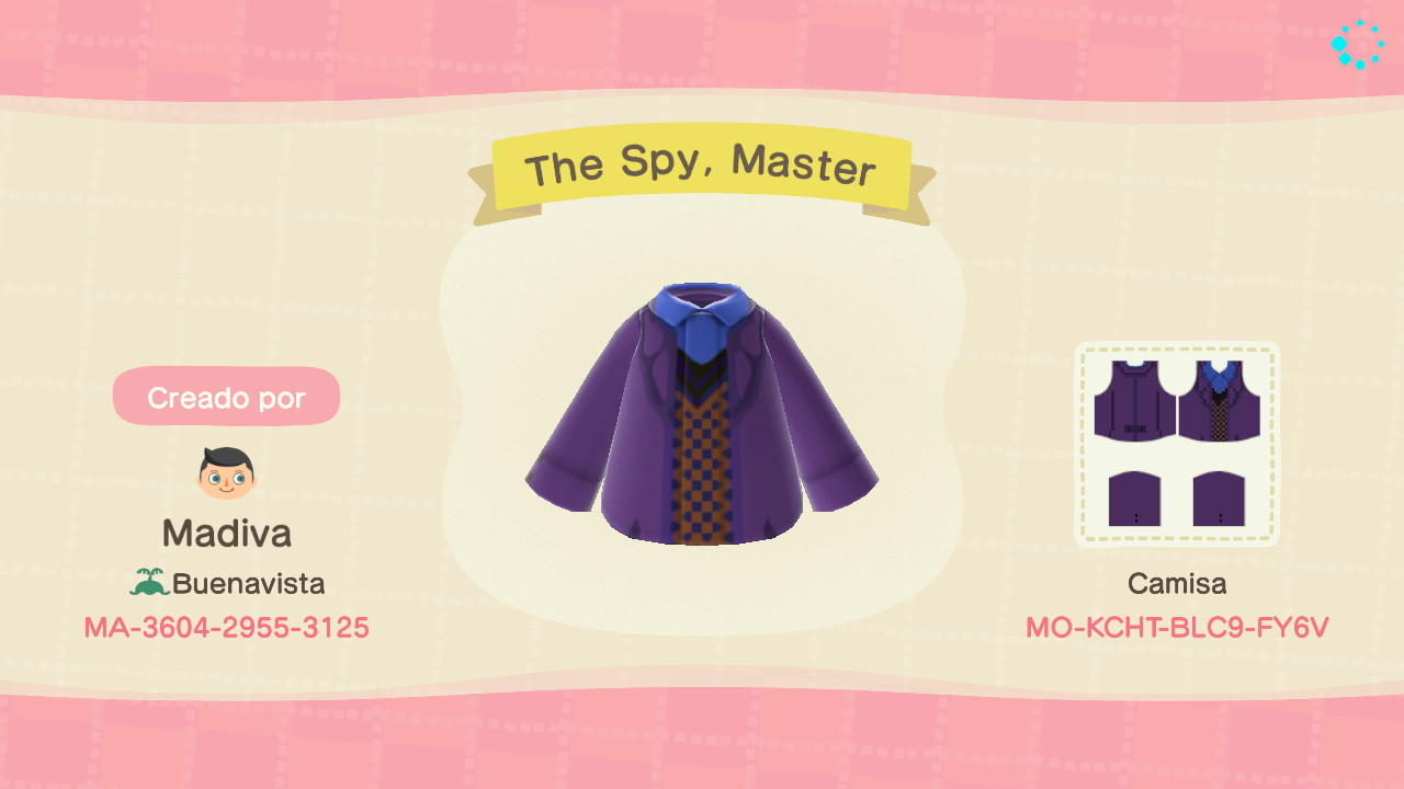 Animal Crossing Design Code: MO-KCHT-BLC9-FY6V The Master