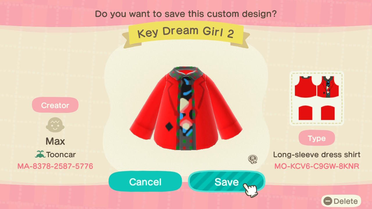 Animal Crossing Design Code: MO-KCV6-C9GW-8KNR SHINee Key DG2