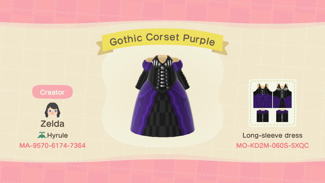 Animal Crossing Design Code: MO-KD2M-060S-5XQC Gothic Corset Purple
