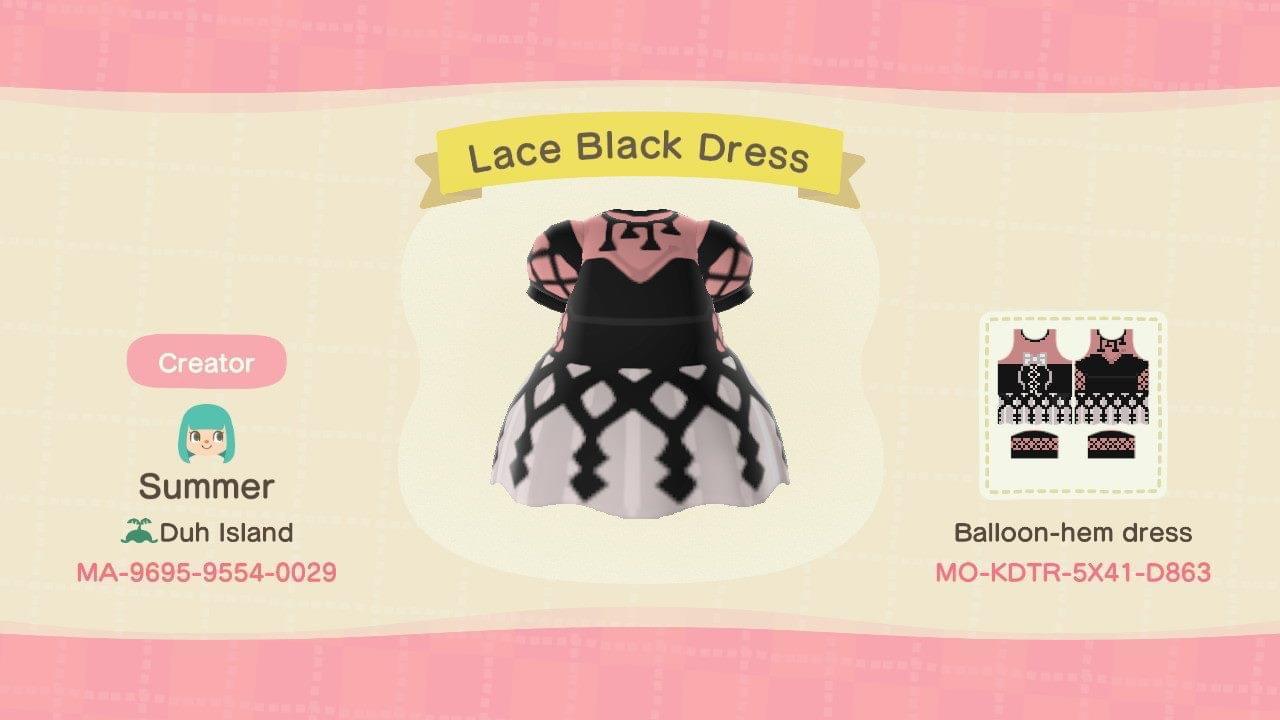 Animal Crossing Design Code: MO-KDTR-5X41-D863 Lace Black Dress