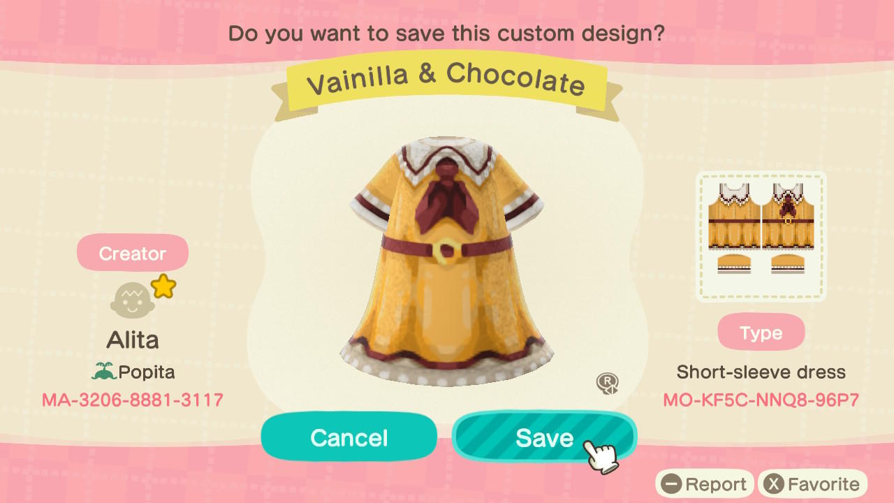 Animal Crossing Design Code: MO-KF5C-NNQ8-96P7 Vanilla & Chocolate