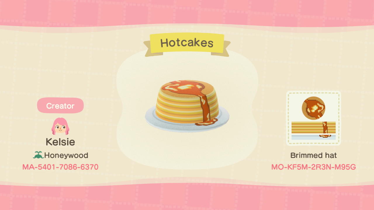 Animal Crossing Design Code: MO-KF5M-2R3N-M95G Hotcakes