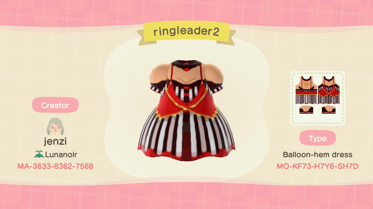 Animal Crossing Design Code: MO-KF73-H7Y6-SH7D Ringleader2