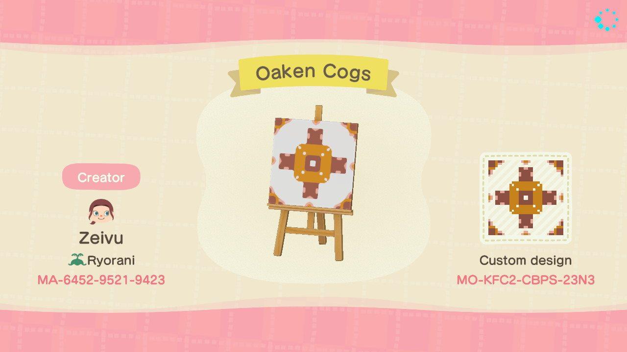 Animal Crossing Design Code: MO-KFC2-CBPS-23N3 Oaken Cogs