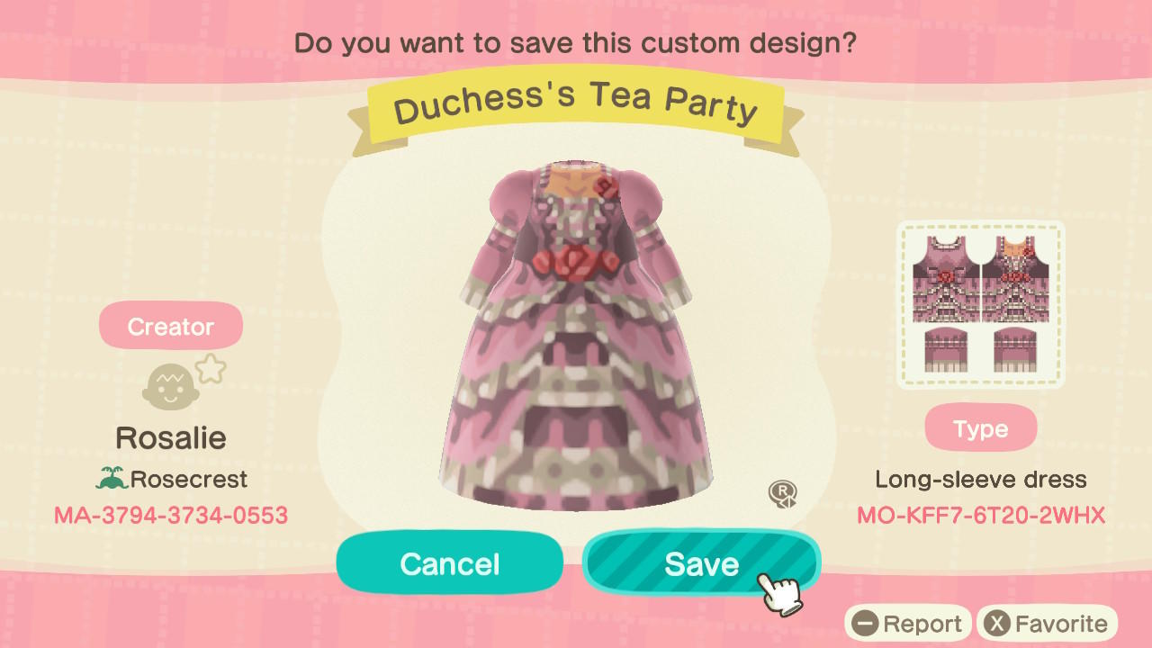 Animal Crossing Design Code: MO-KFF7-6T20-2WHX Duchess’ Tea Party