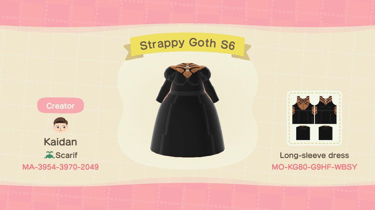 Animal Crossing Design Code: MO-KG80-G9HF-WBSY Strappy Goth S6