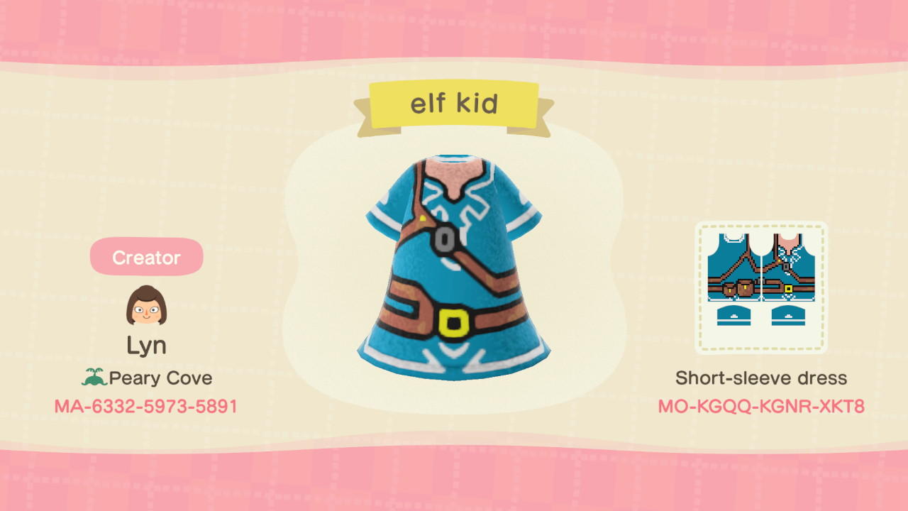 Animal Crossing Design Code: MO-KGQQ-KGNR-XKT8 Elf kid