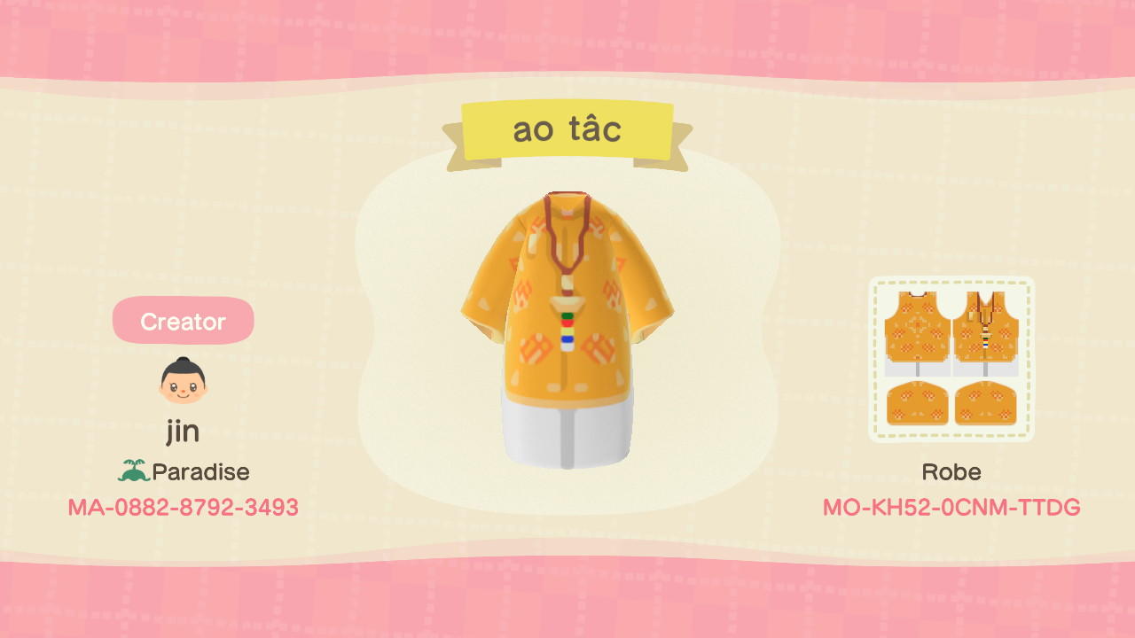 Animal Crossing Design Code: MO-KH52-0CNM-TTDG Ao dai