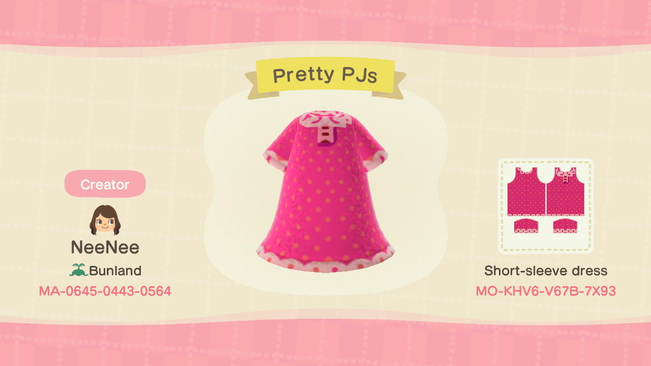 Animal Crossing Design Code: MO-KHV6-V67B-7X93 Pretty PJs