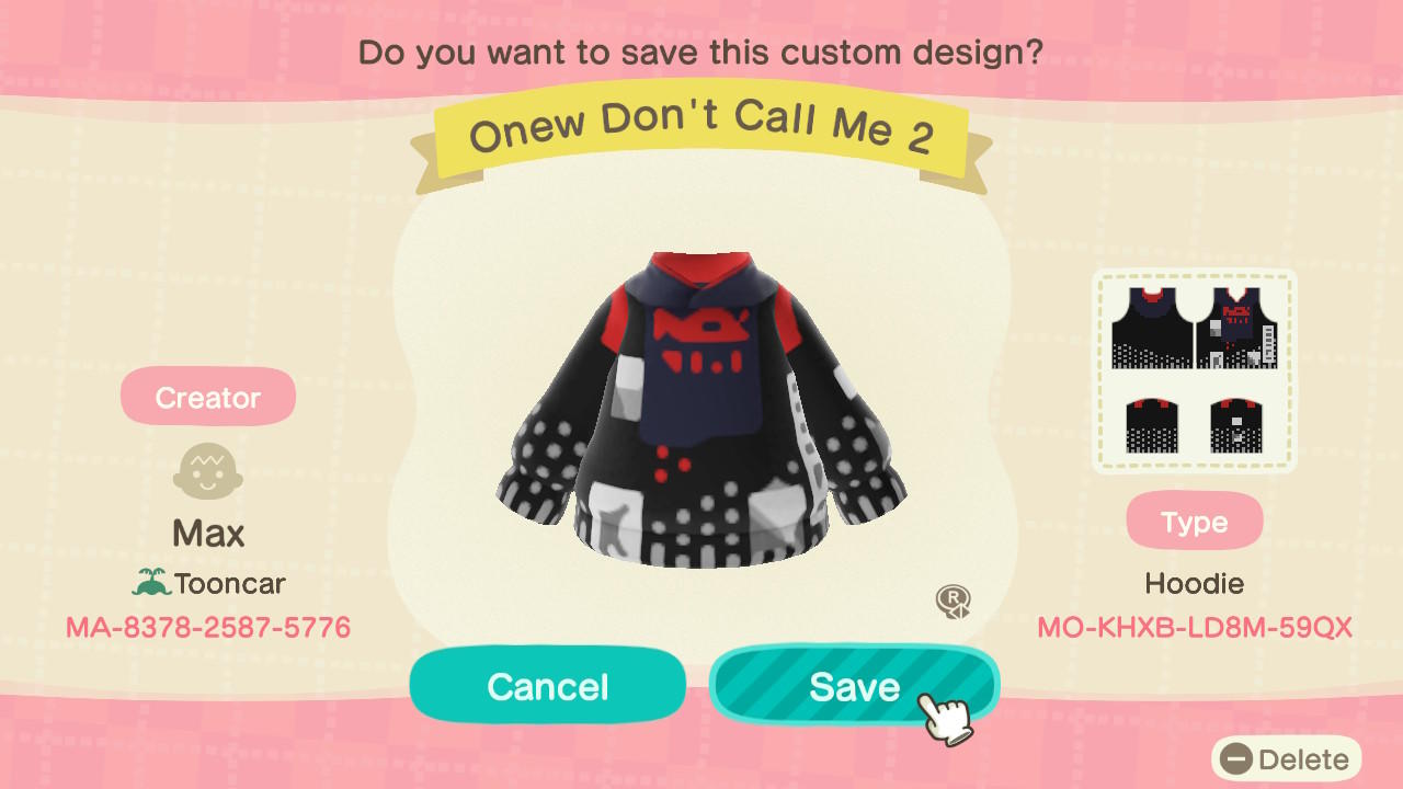 Animal Crossing Design Code: MO-KHXB-LD8M-59QX SHINee Onew DCM2