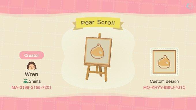 Animal Crossing Design Code: MO-KHYY-6BKJ-YJ1C Pear Scroll