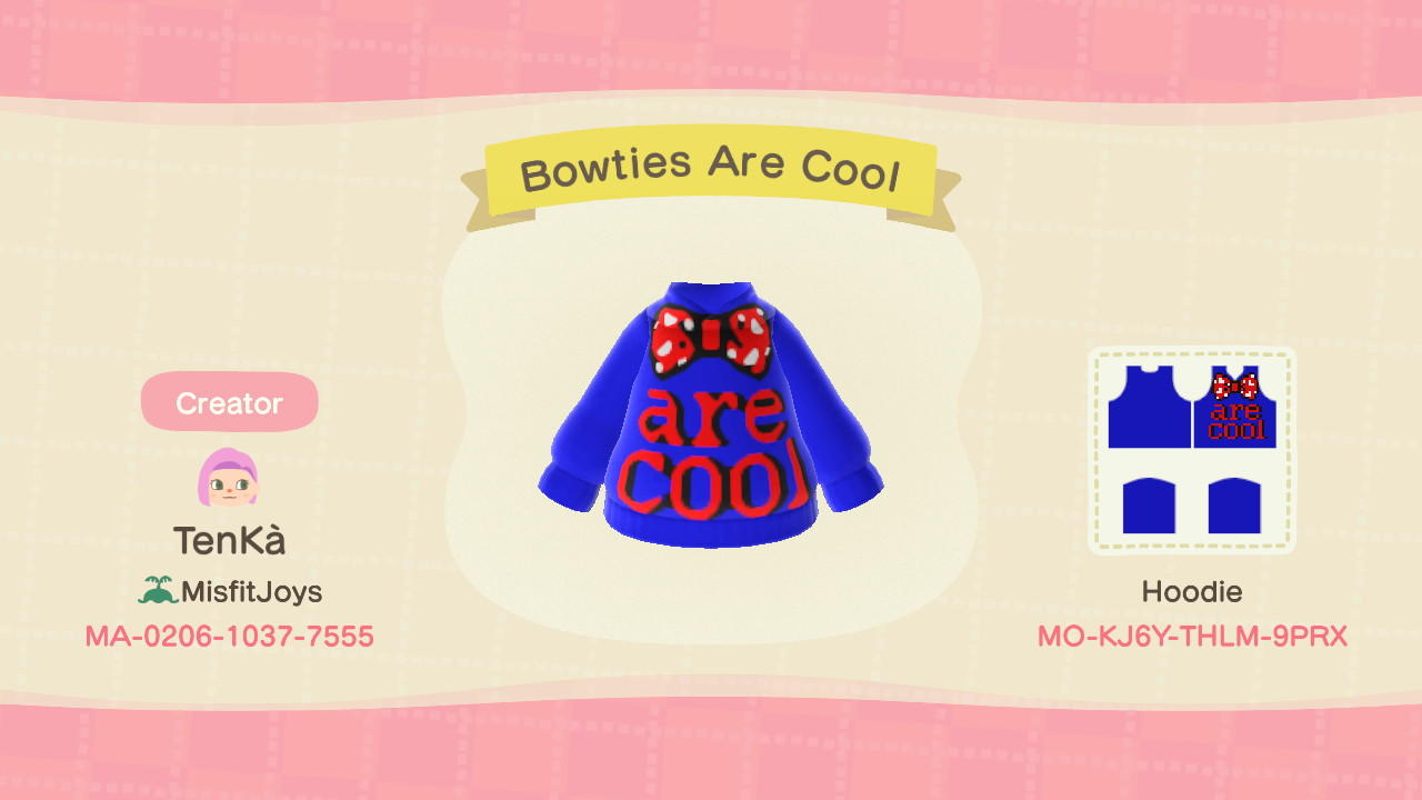 Animal Crossing Design Code: MO-KJ6Y-THLM-9PRX Bowties Are Cool
