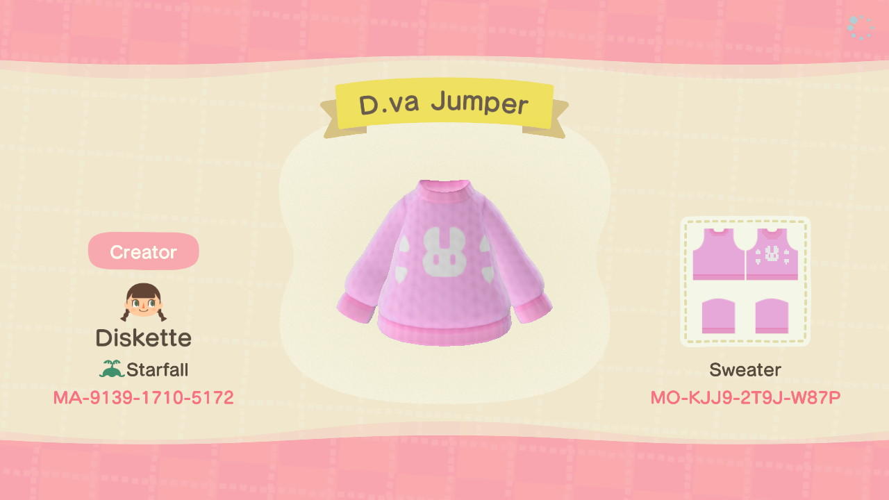 Animal Crossing Design Code: MO-KJJ9-2T9J-W87P D.va Jumper