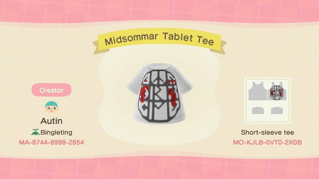 Animal Crossing Design Code: MO-KJLB-0VT0-2XGB Midsommar Tablet Tee