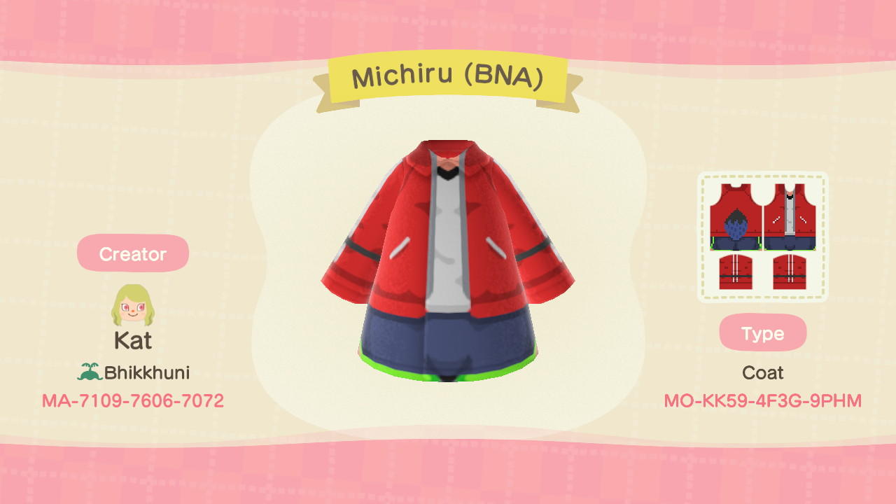 Animal Crossing Design Code: MO-KK59-4F3G-9PHM Michiru (BNA)