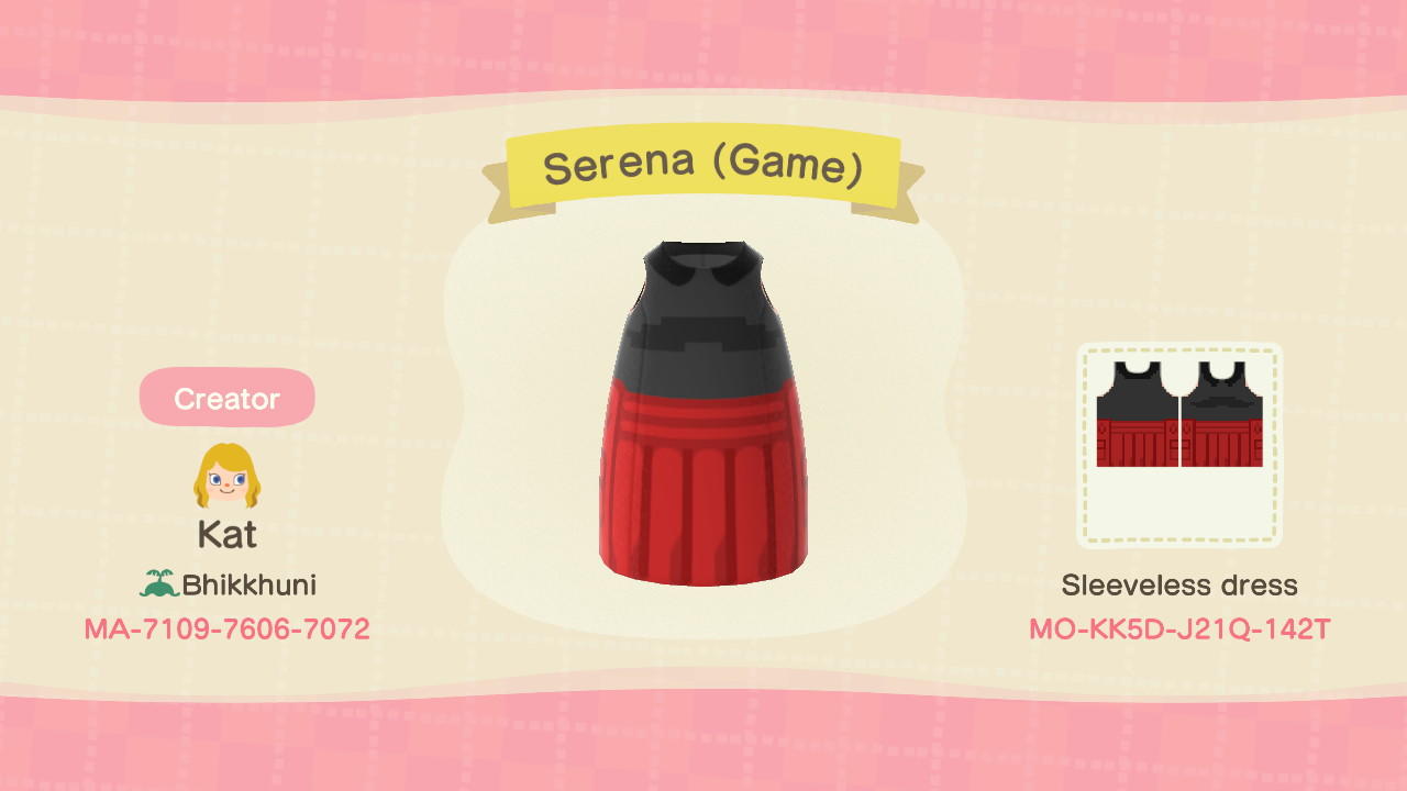 Animal Crossing Design Code: MO-KK5D-J21Q-142T Serena (Game)