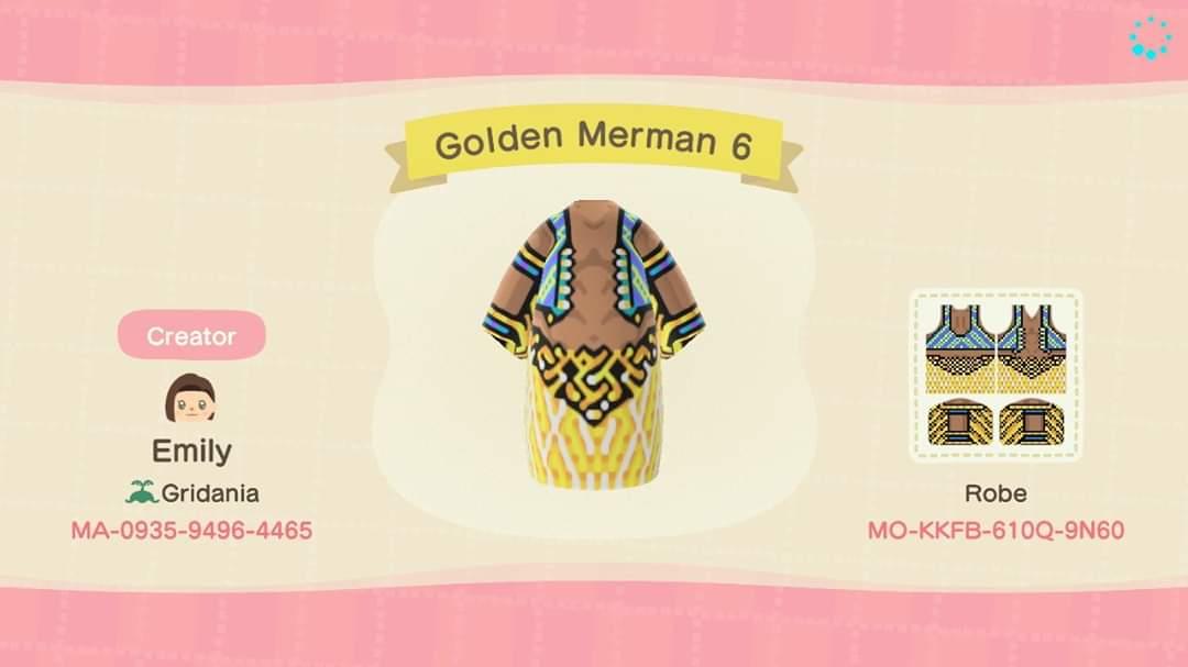 Animal Crossing Design Code: MO-KKFB-610Q-9N60 Golden Merman 6