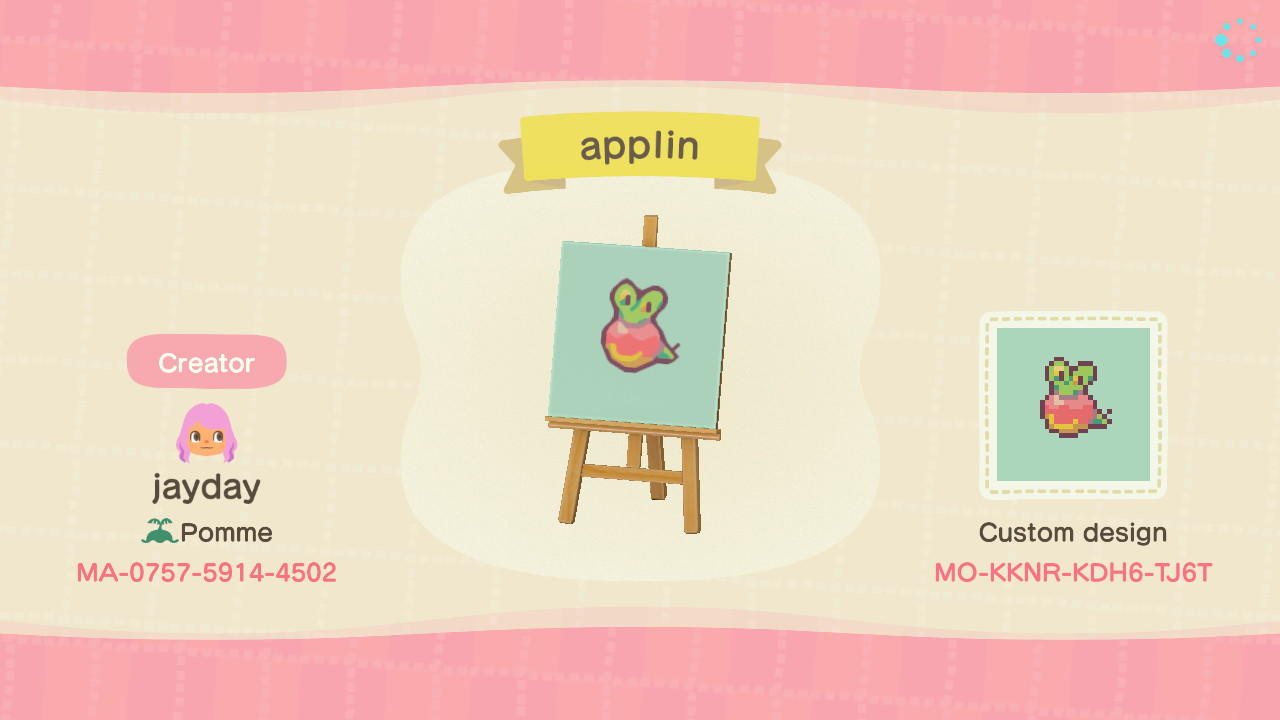 Animal Crossing Design Code: MO-KKNR-KDH6-TJ6T Pokemon Applin