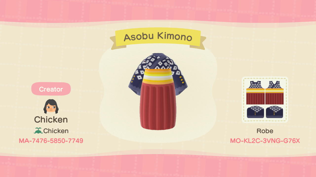 Animal Crossing Design Code: MO-KL2C-3VNG-G76X Asobu Kimono