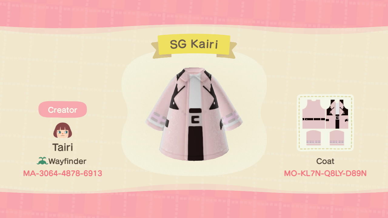 Animal Crossing Design Code: MO-KL7N-Q8LY-D89N Kairi SG