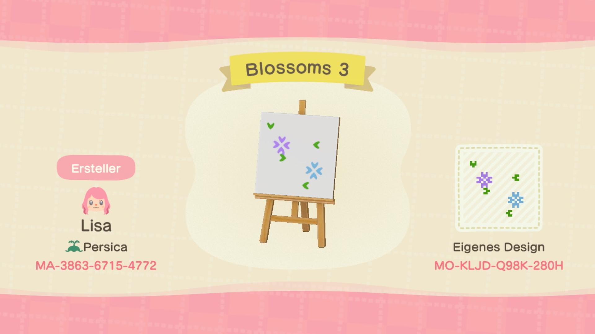 Animal Crossing Design Code: MO-KLJD-Q98K-280H Blossoms 3