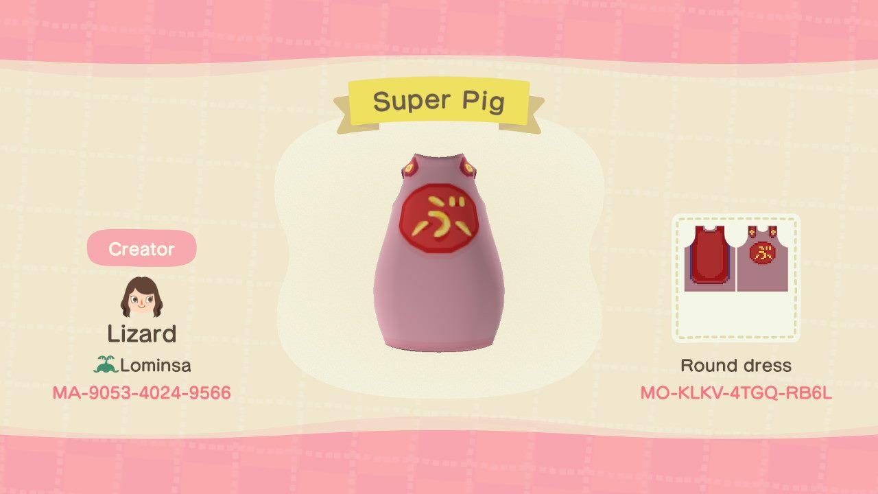 Animal Crossing Design Code: MO-KLKV-4TGQ-RB6L Super Pig