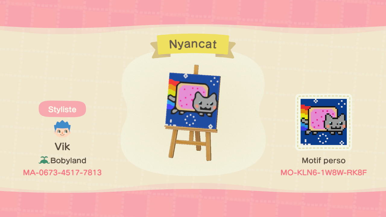 Animal Crossing Design Code: MO-KLN6-1W8W-RK8F Nyancat