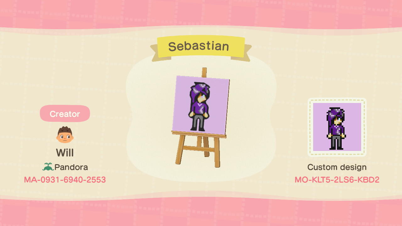 Animal Crossing Design Code: MO-KLT5-2LS6-KBD2 Sebastian