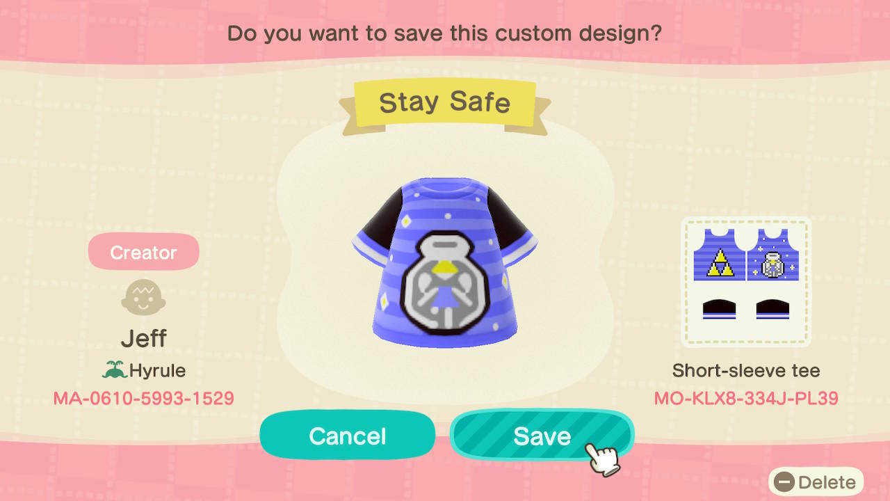 Animal Crossing Design Code: MO-KLX8-334J-PL39 Stay Safe