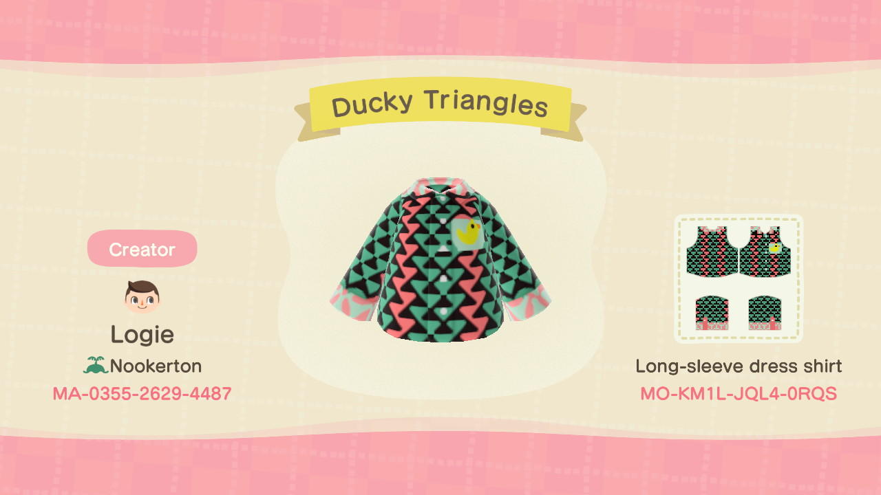 Animal Crossing Design Code: MO-KM1L-JKL4-0RQD Ducky Triangles